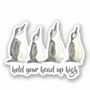 Pegatina Pingüinos De Acuarela Cuidada Sube La Cabeza