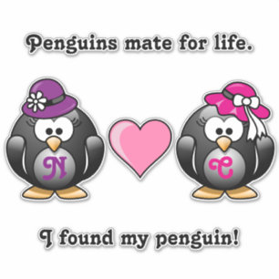 Pegatina Pingüinos Lesbianos Adorables Gorras del corazón d