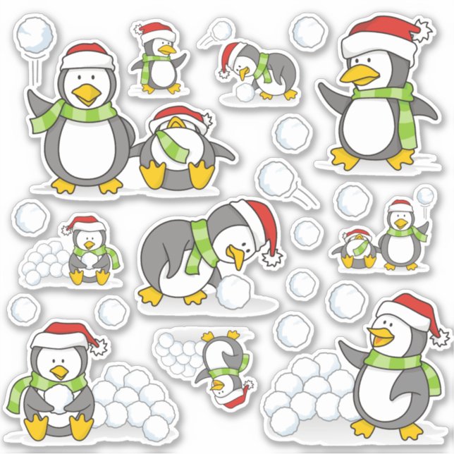 Pegatina Pingüinos navidades (Anverso)