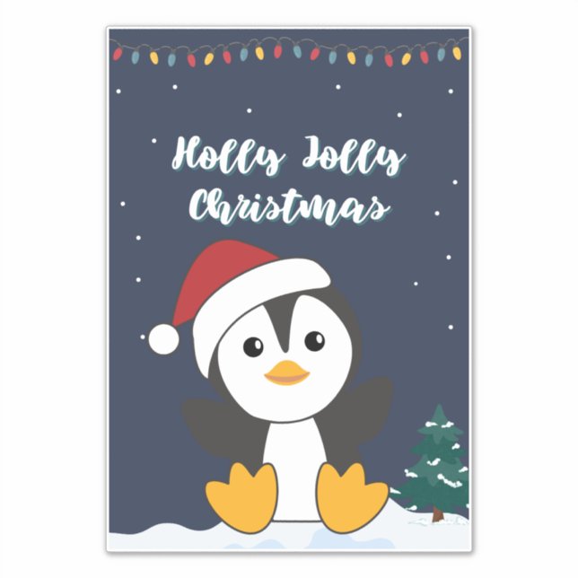 Pegatina Pingüinos Navidades Nieve Animales De Invierno Pin (Anverso)