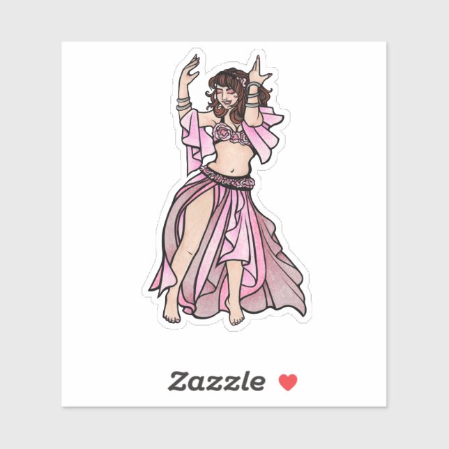 Pegatina Pink Belly Dancer Valentine's Day Heart (Hoja)