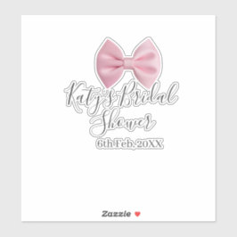 Pegatina Pink bow bridal shower name date pastel stylish te