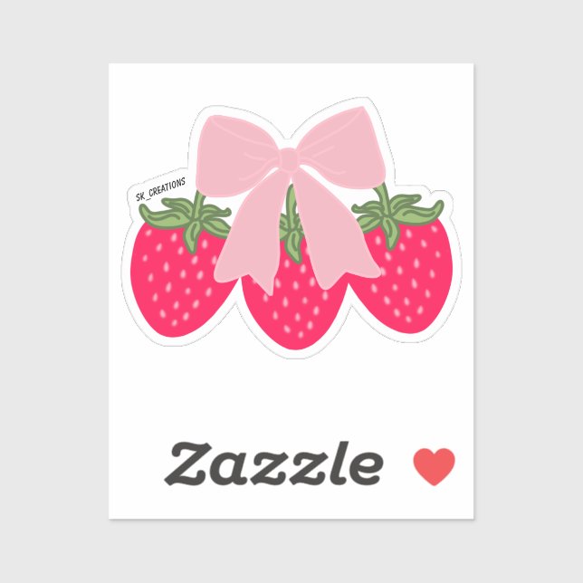 Pegatina Pink Bow Strawberries  (Hoja)