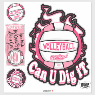 Pegatina Pink Can You Dig It Volleyball