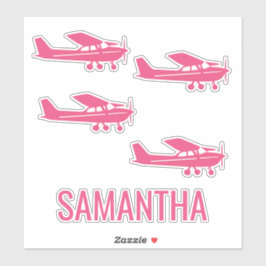 Pegatina Pink Cessna Airplane Girly Chic Fun Custom