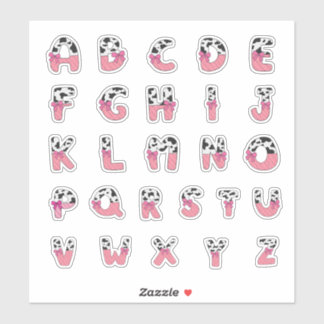 Pegatina Pink Coquette Cow Print Alphabet Cowgirl Letters