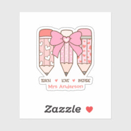 Pegatina Pink Coquette Valentine Teacher Pencil Custom