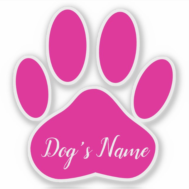 Pegatina Pink Dog Paw Print With Custom Name Personalized (Anverso)
