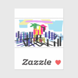 Pegatina Pink flamingo beach