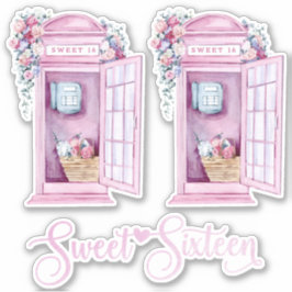 Pegatina Pink Floral Phone Booth | Dulce 16