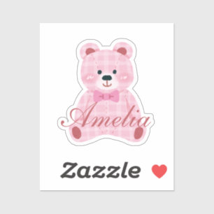 Pegatina Pink Gingham Teddy