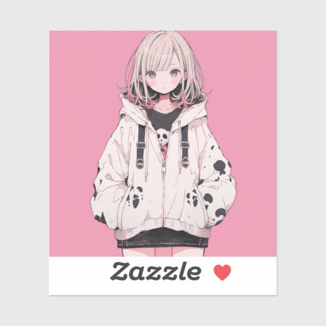 Pegatina Pink Girl (Hoja)