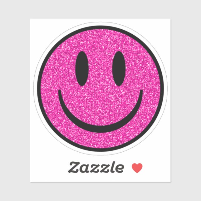 Pegatina Pink Glitter Smile Face Custom-Cut Vinyl Stickers (Hoja)