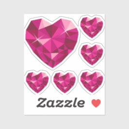 Pegatina Pink Heart Gemstone Custom-Cut Vinyl Sticker