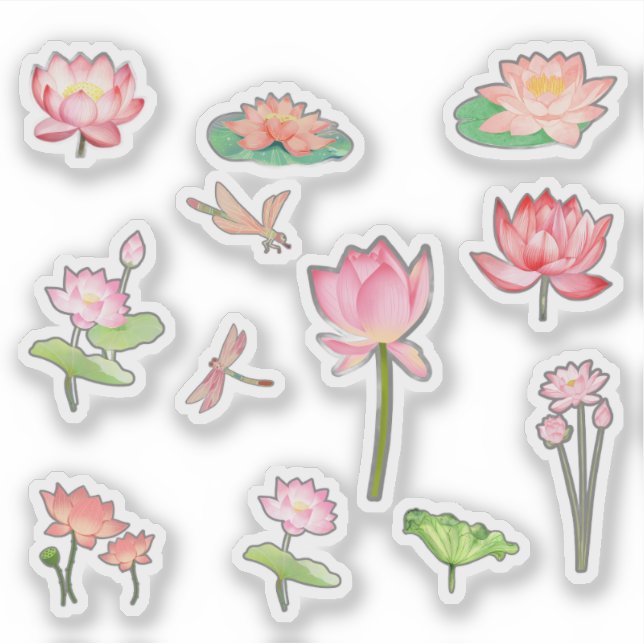 Pegatina Pink Lotus Flower Stickers (Anverso)