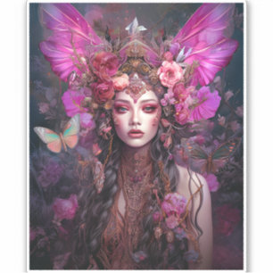 Pegatina Pink Purple Fairy Queen Fantasy Art