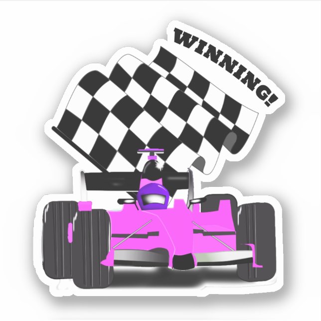 Pegatina Pink Race Car - Checkered Flag Sports (Anverso)