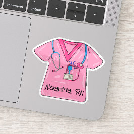 Pegatina Pink Scrubs Nurse Monogram Waterproof