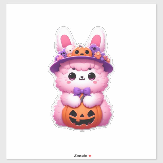 Pegatina pinkaween Fluffy bunny ai art (Hoja)