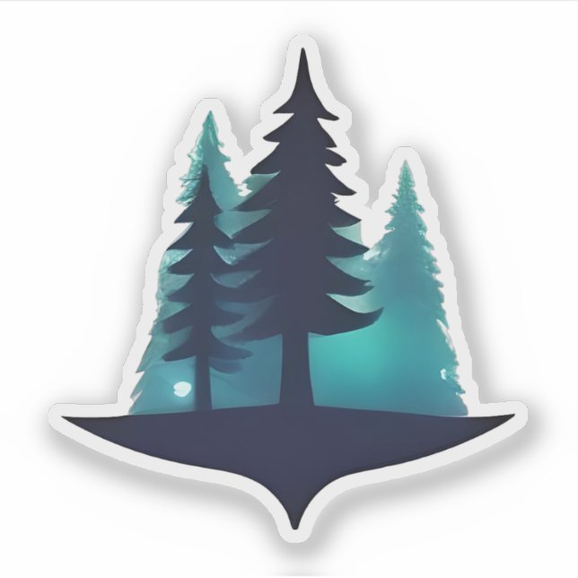 Pegatina Pinos siluetas con brillo místico (Anverso)