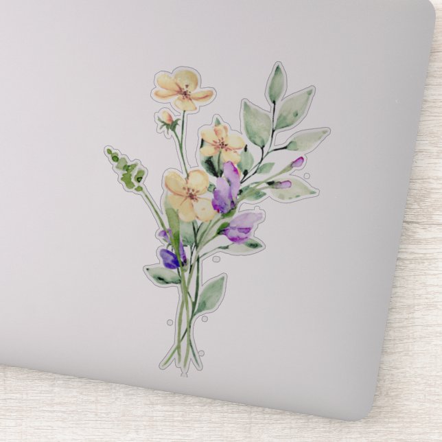 Pegatina Pintado de mano acuarela Flor silvestre Posy Bouqu (Detalle)