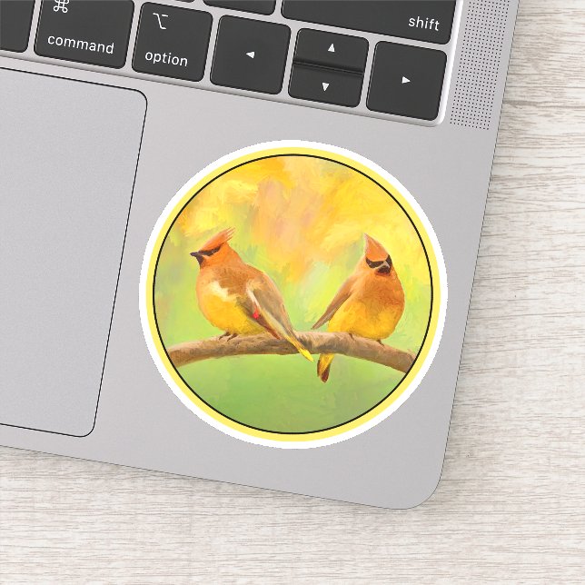 Pegatina Pintado de Waxwing Cedar - Pájaro salvaje A origin (Detalle)