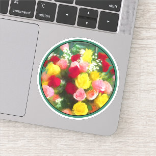 Pegatina Pintado Rose Bouquet - Arte de Flor Original.