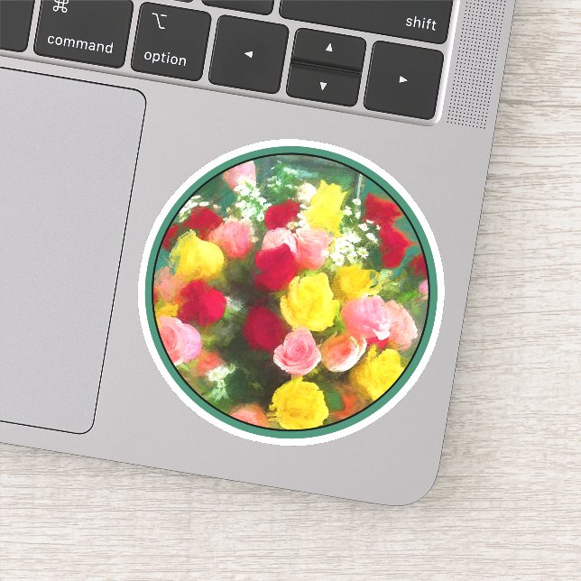 Pegatina Pintado Rose Bouquet - Arte de Flor Original. (Detalle)