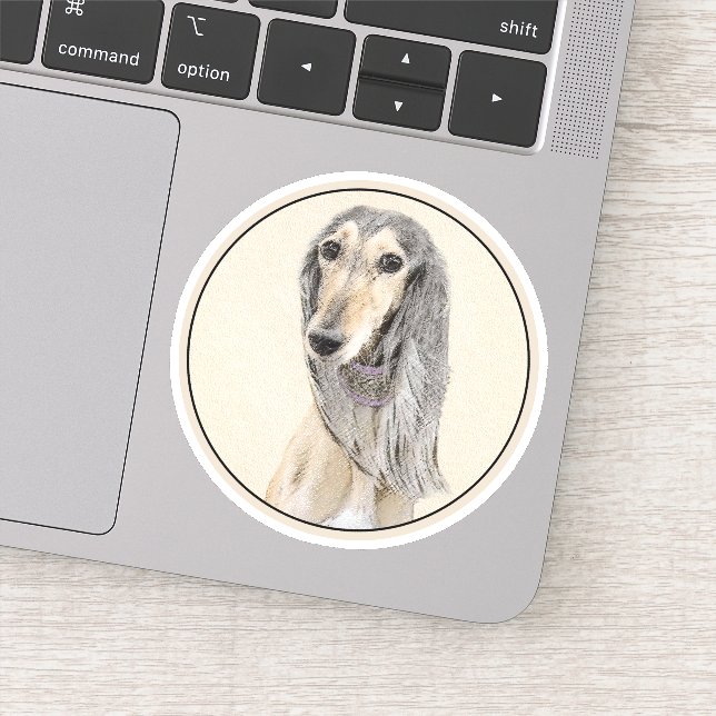 Pegatina Pintado Saluki (Amanecer) - Arte Perro Original Cu (Detalle)