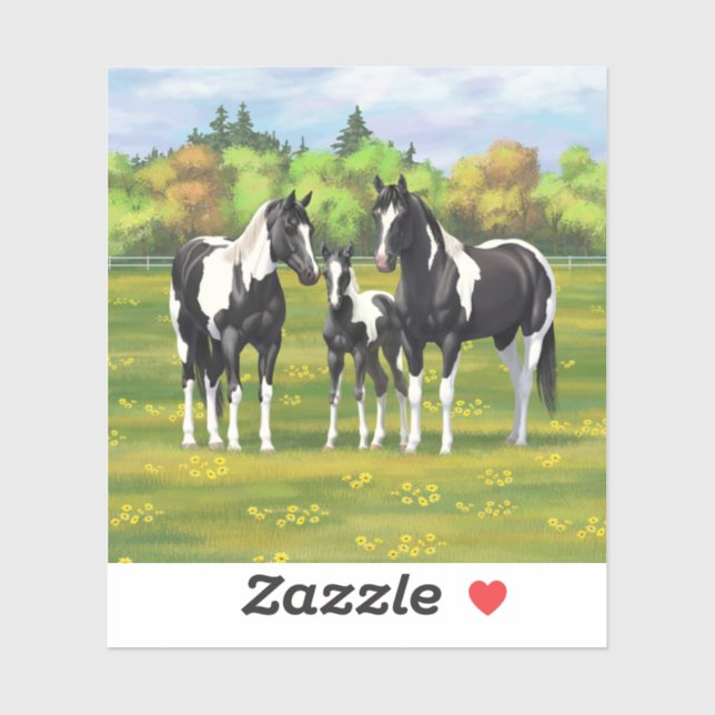 Pegatina Pinto Negro Pintando Cuatrillos De Hornos En Paste (Hoja)