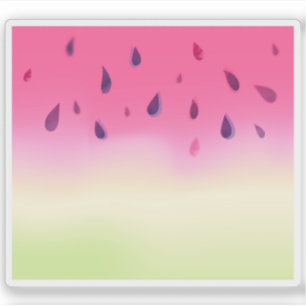 Pegatina Pintura acuarela rosa y verde pastel de sandía