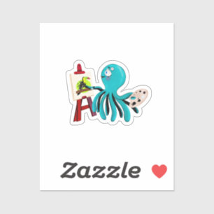 Pegatina Pintura artística de pulpo Un Tocante - lindo y di