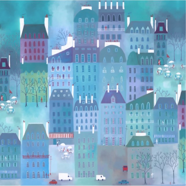 Pegatina Pintura azul de París (Anverso)