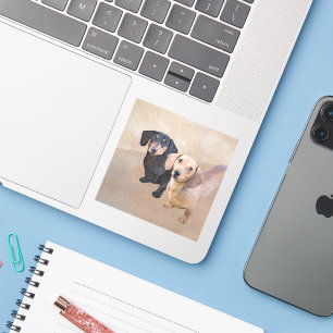 Pegatina Pintura Dachshund (suave) - Arte Perro Original