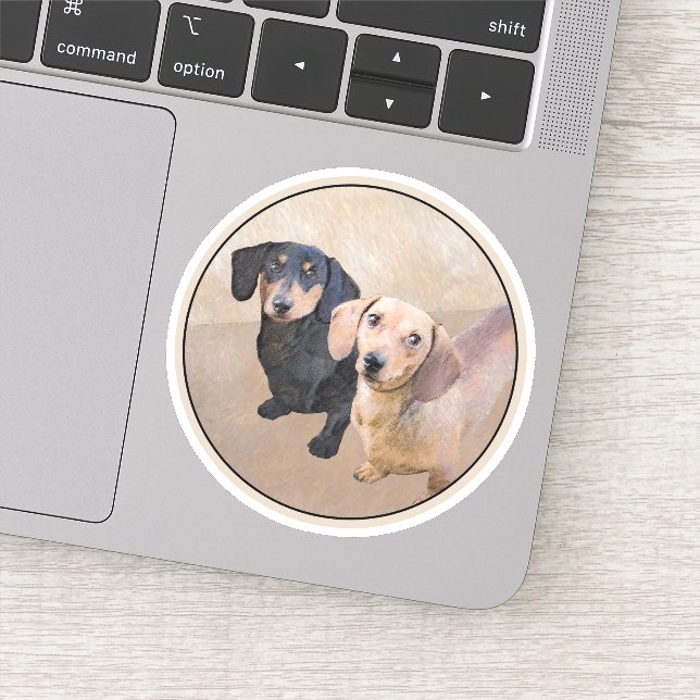 Pegatina Pintura Dachshund (suave) - Arte Perro Original (Detalle)