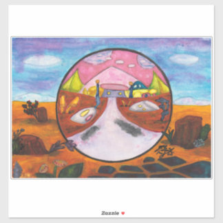 Pegatina Pintura de acuarela Ciencia Ficción Dimensión Arte