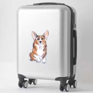 Pegatina Pintura de acuarela Corgi sumie