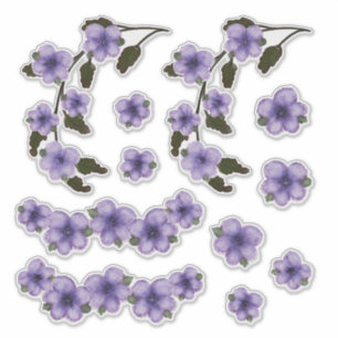Pegatina Pintura de Acuarela de Flores Moradas