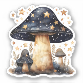 Pegatina Pintura de acuarela de hongos psíquicos celestes