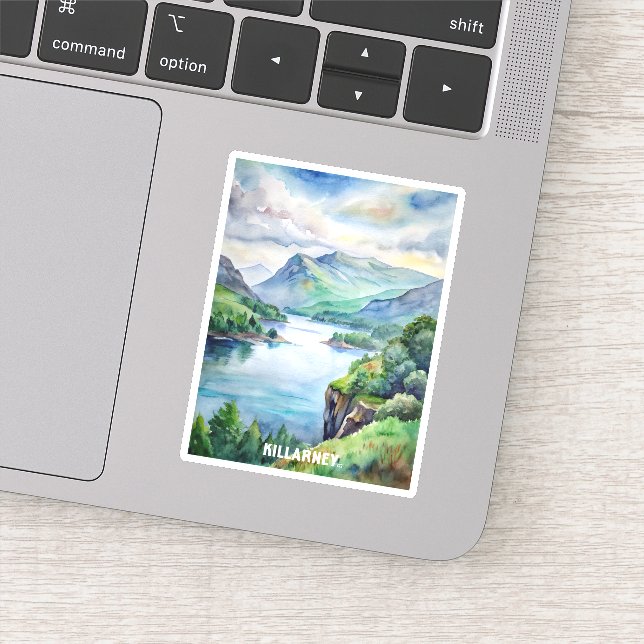 Pegatina Pintura de acuarela del Parque Nacional de Killarn (Detalle)