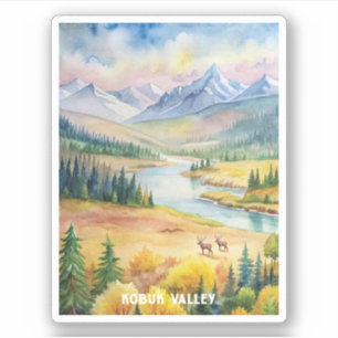 Pegatina Pintura de acuarela del Parque Nacional del Valle 