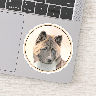 Pegatina Pintura de Akita - Arte de Perro Original.