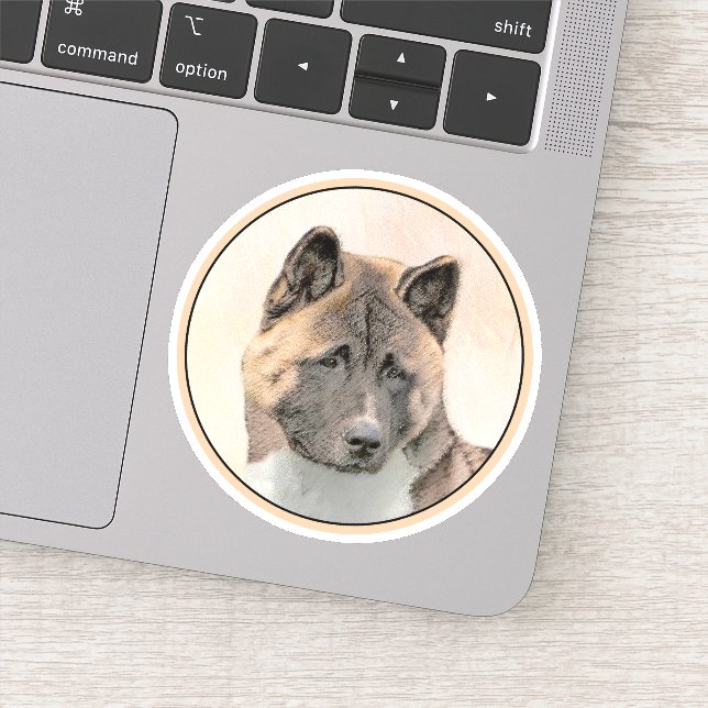 Pegatina Pintura de Akita - Arte de Perro Original. (Detalle)