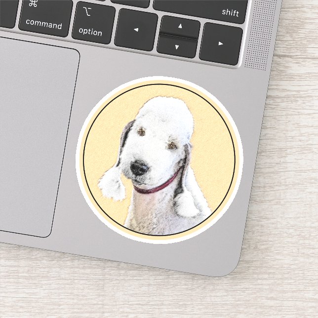 Pegatina Pintura de Bedlington Terrier - Original Perro Art (Detalle)