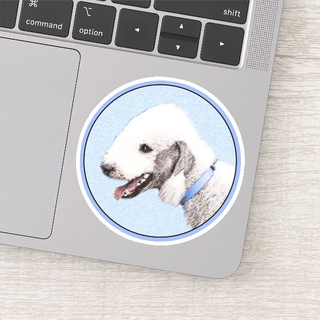 Pegatina Pintura de Bedlington Terrier - Original Perro Art (Detalle)