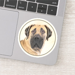Pegatina Pintura de Boerboel - Arte Perro Original Cuto