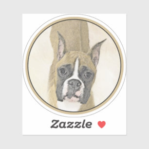 Pegatina Pintura de Boxer - Arte de Perro Original Lindo