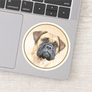 Pegatina Pintura de Bullmastiff - Arte de Perro Original.