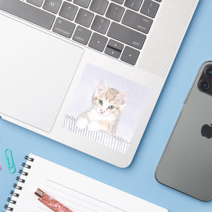 Pegatina Pintura de gatitos amarillos en la mesa con gatito