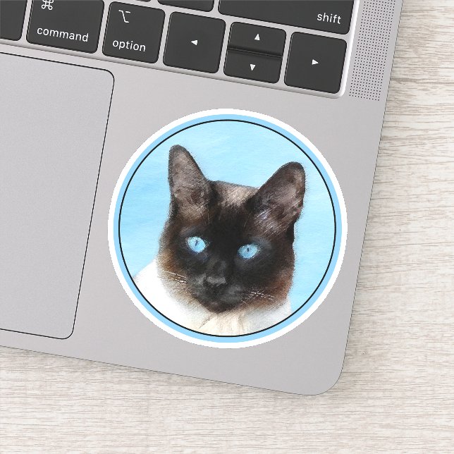 Pegatina Pintura de gato siamesa de arte animal original (Detalle)